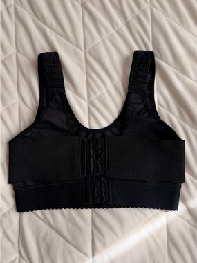 Supportive Front-Closure Black Postsurgery Bra